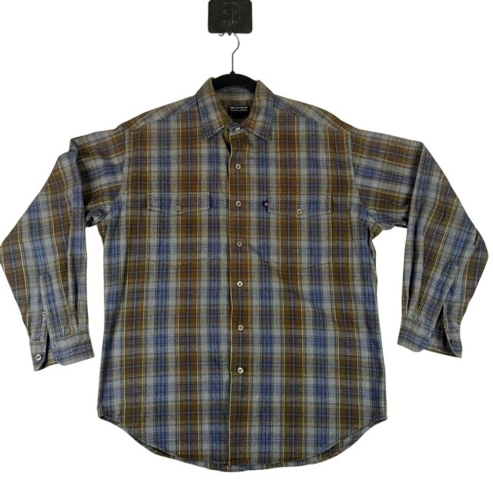 Polo Jeans Co Ralph Lauren Mens Medium Plaid Flannel Button Down Shirt